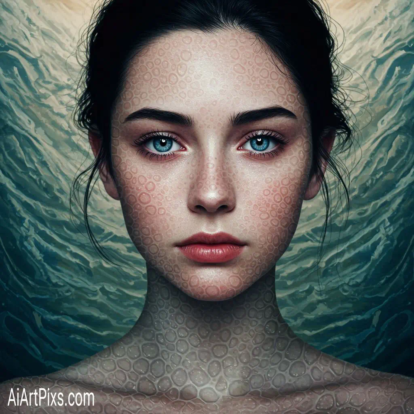 Futuristic portrait blending machine features and human emotions in a unique AI rendering.