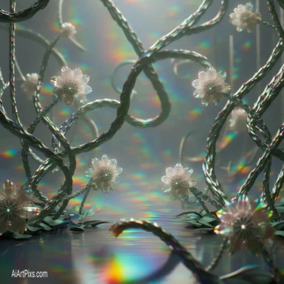 Glitched digital artwork from AI, simulating fragmented perception and altered dimensions.