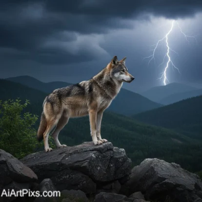 AI-created image showing interaction between animals and nature